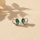 925 Sterling Silver Green Emerald Heart Love Stud Gold Vermeil (2.5 Micron)
