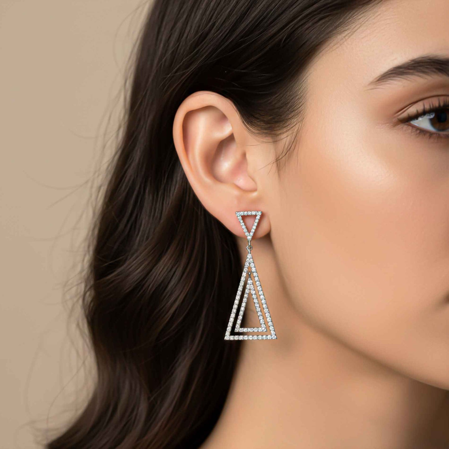 925 Sterling Silver Triangle Dangle Drop Earrings Gold Vermeil (2.5 Micron)
