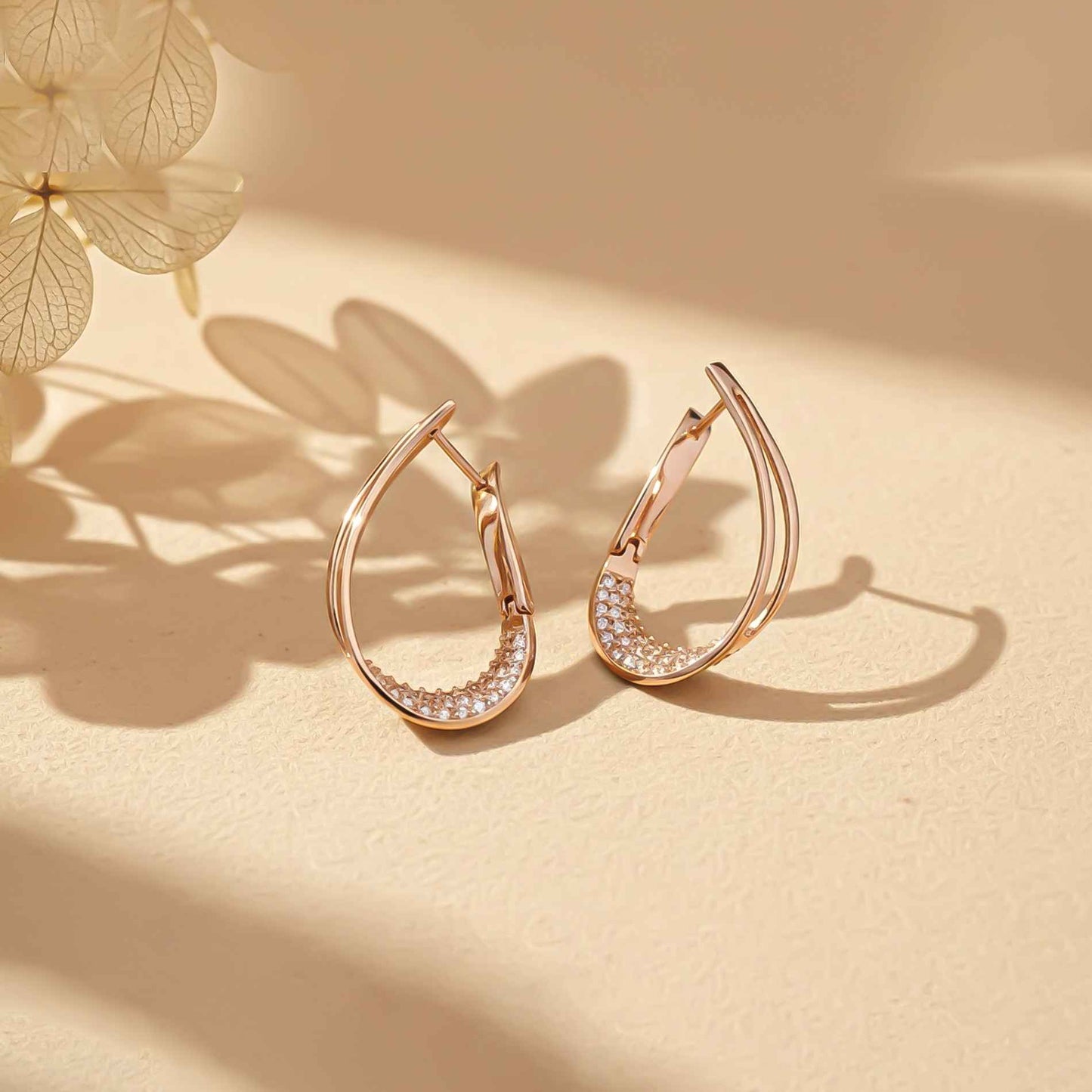 925 Sterling Silver With 14K Gold Plated Cubic Zirconia Huggie Hoop Earrings