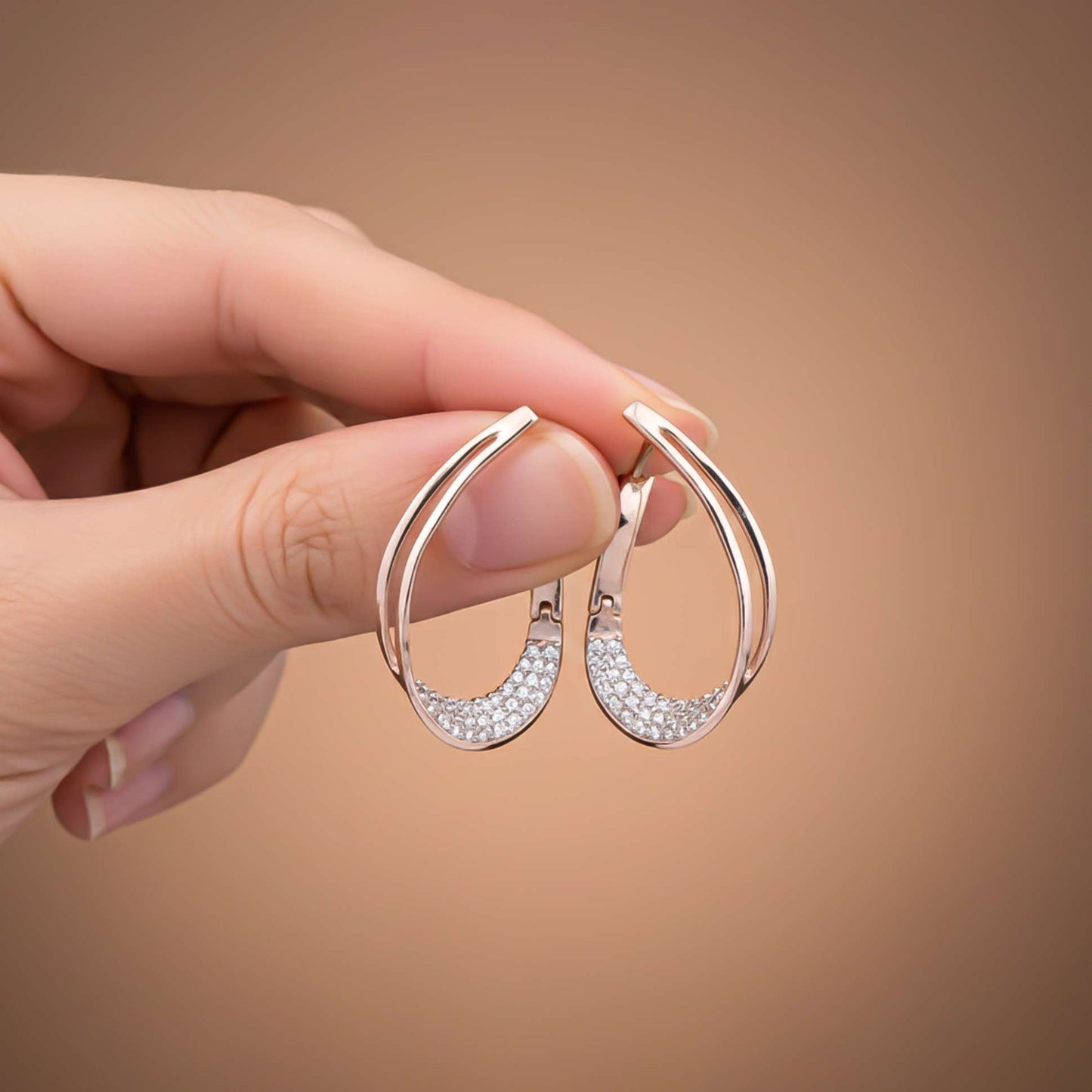 925 Sterling Silver With 14K Gold Plated Cubic Zirconia Huggie Hoop Earrings