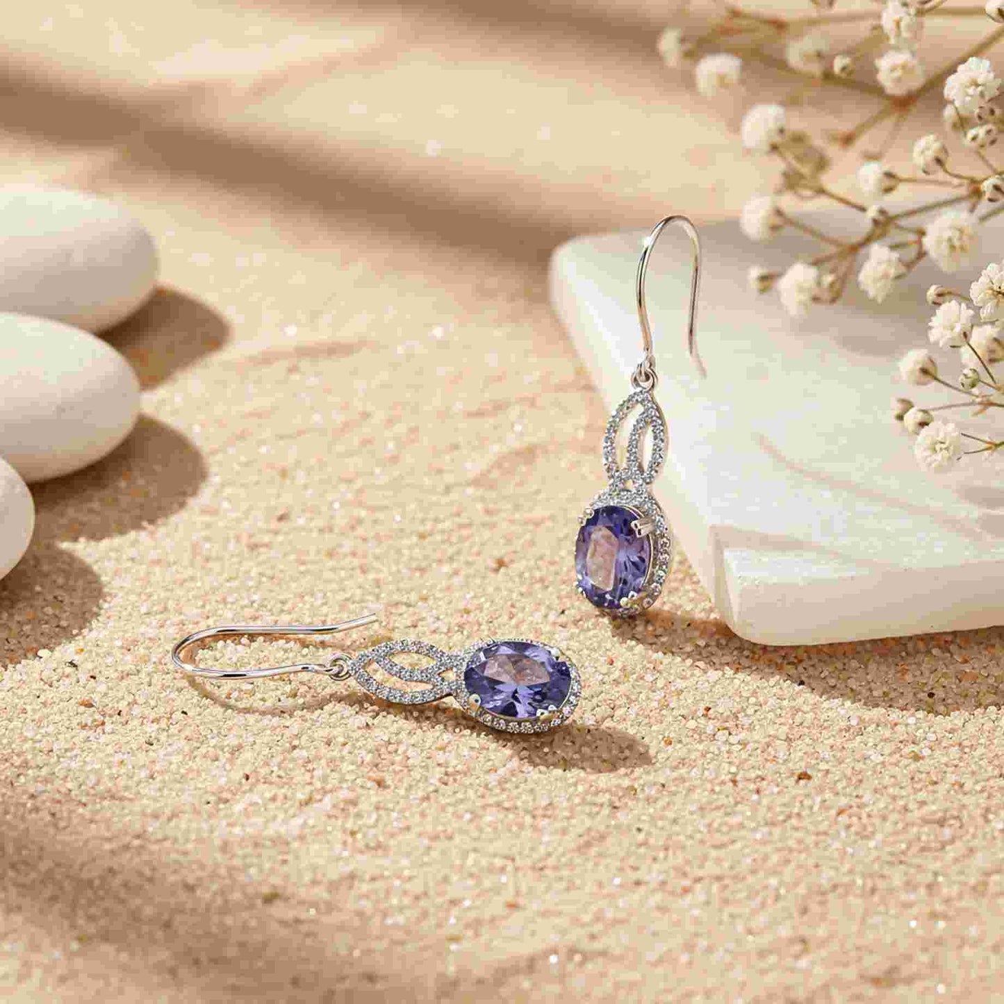 925 Sterling Silver Blue Night Dangle Earrings