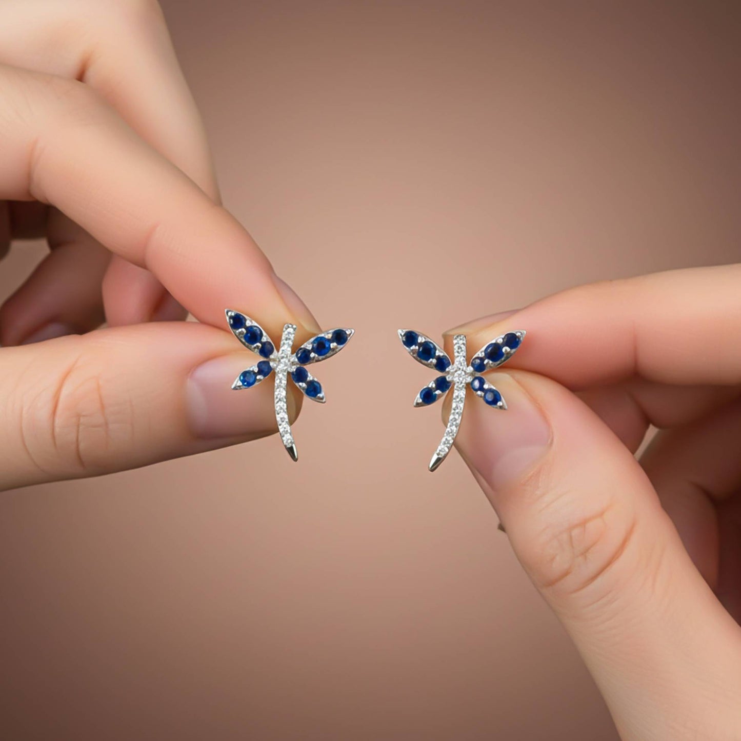 925 Sterling Silver Dragonfly Mini Stud Earrings