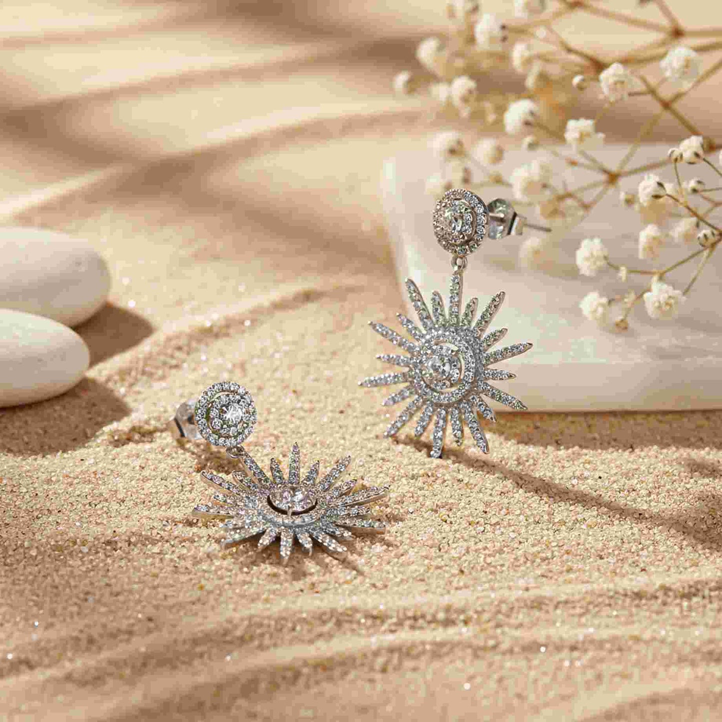 925 Sterling Silver Sensation Snowflake Drop Earrings