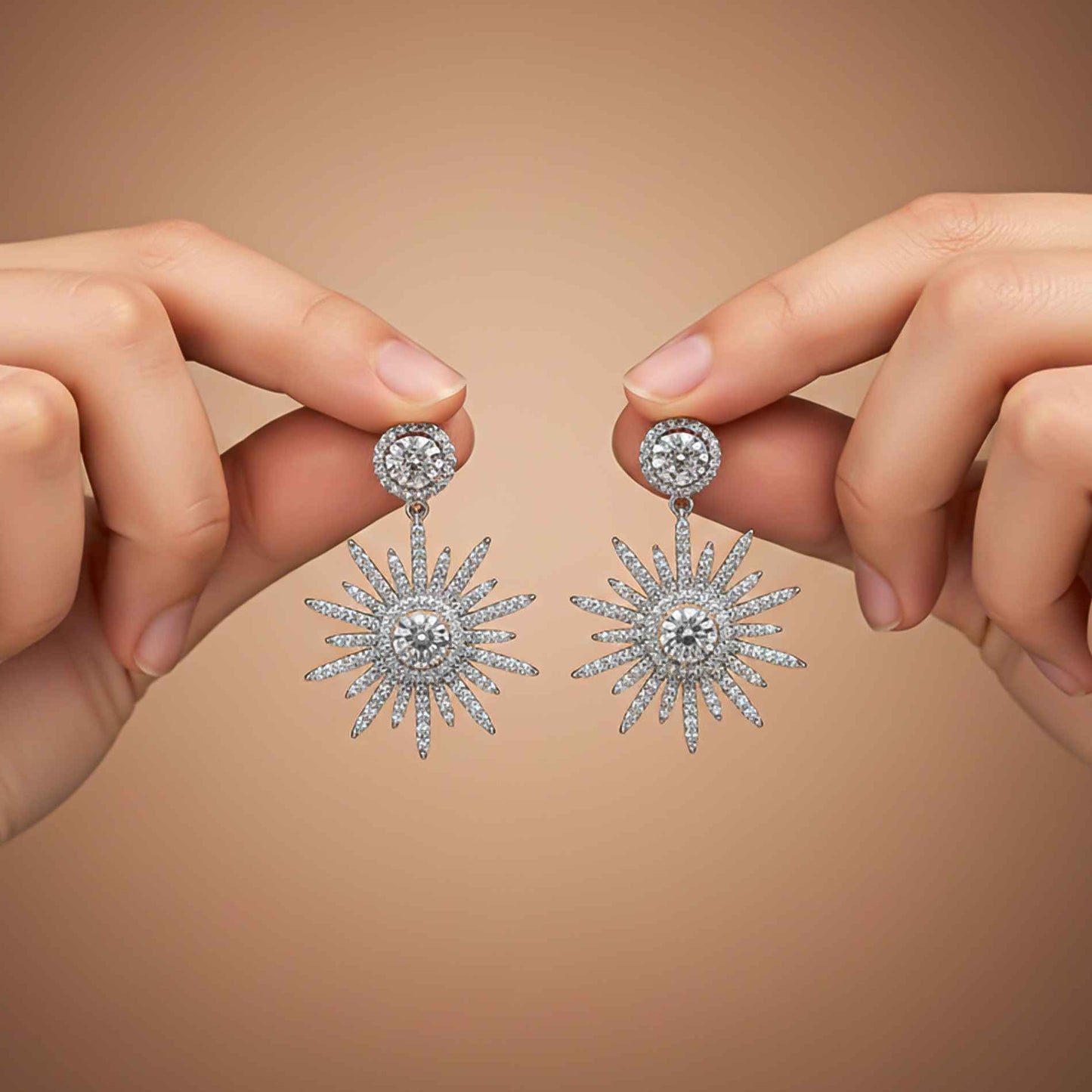 925 Sterling Silver Sensation Snowflake Drop Earrings