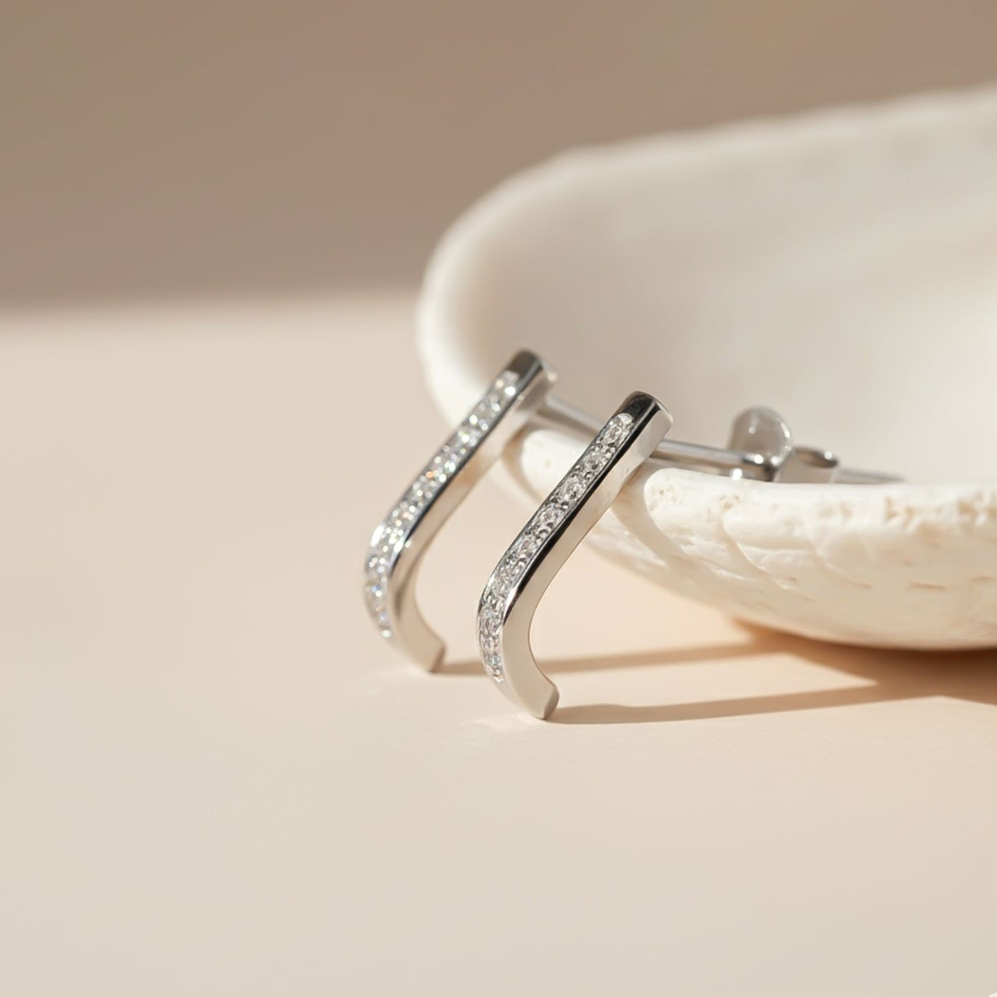 925 Sterling Silver Sculpted Minimalist Stud Earrings