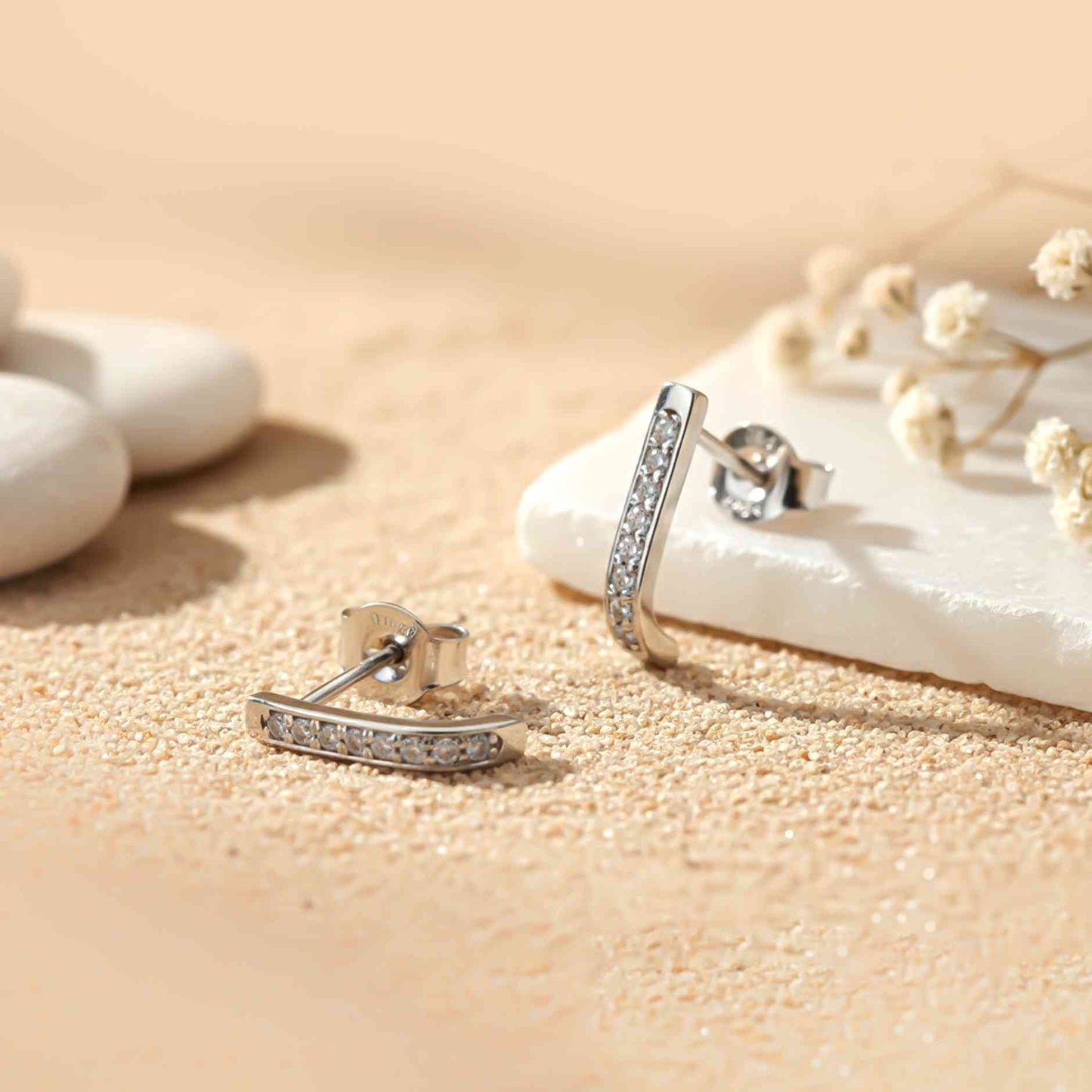 925 Sterling Silver Sculpted Minimalist Stud Earrings