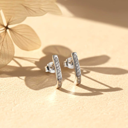 925 Sterling Silver Sculpted Minimalist Stud Earrings