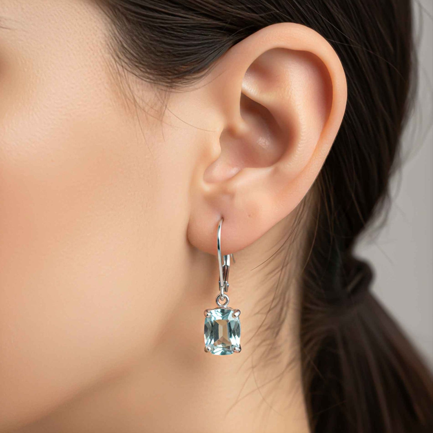 925 Sterling Silver Aqua Blue Drop Earrings