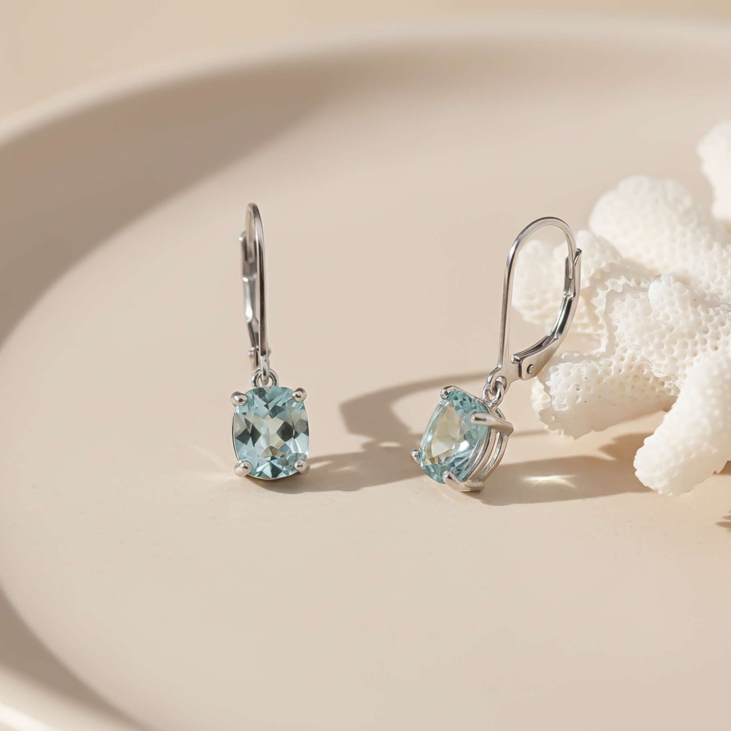 925 Sterling Silver Aqua Blue Drop Earrings
