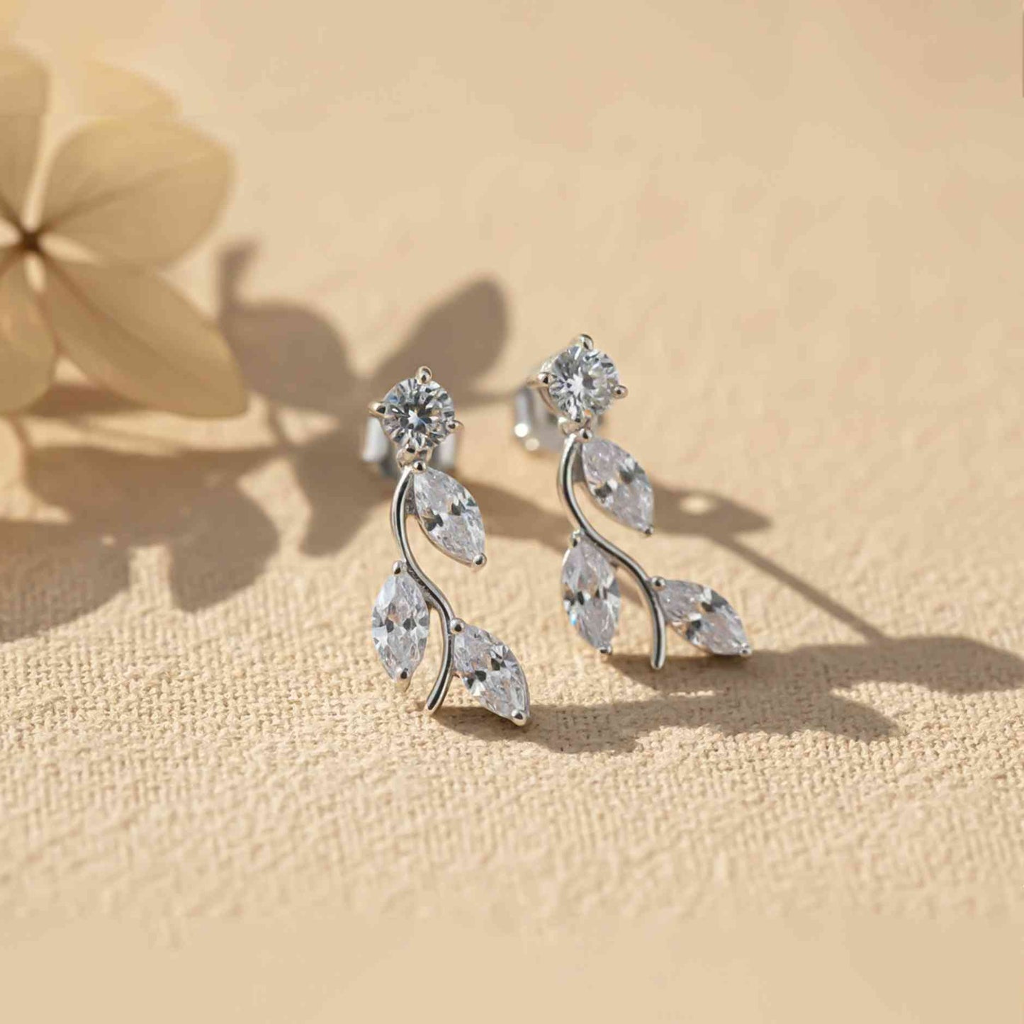 925 Sterling Silver Lush Leafy Stud Earrings
