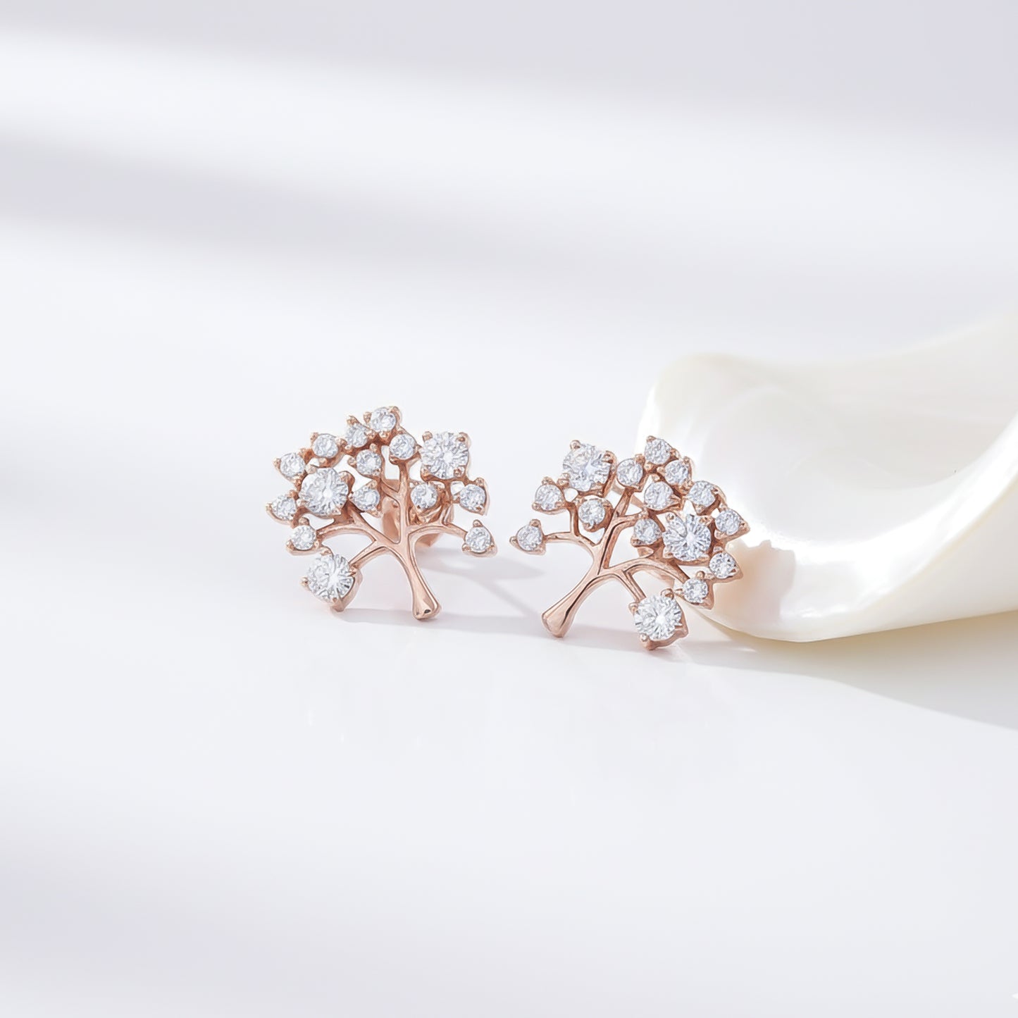 925 Sterling Silver With 14K Gold Plated Dainty Tree Stud Earrings