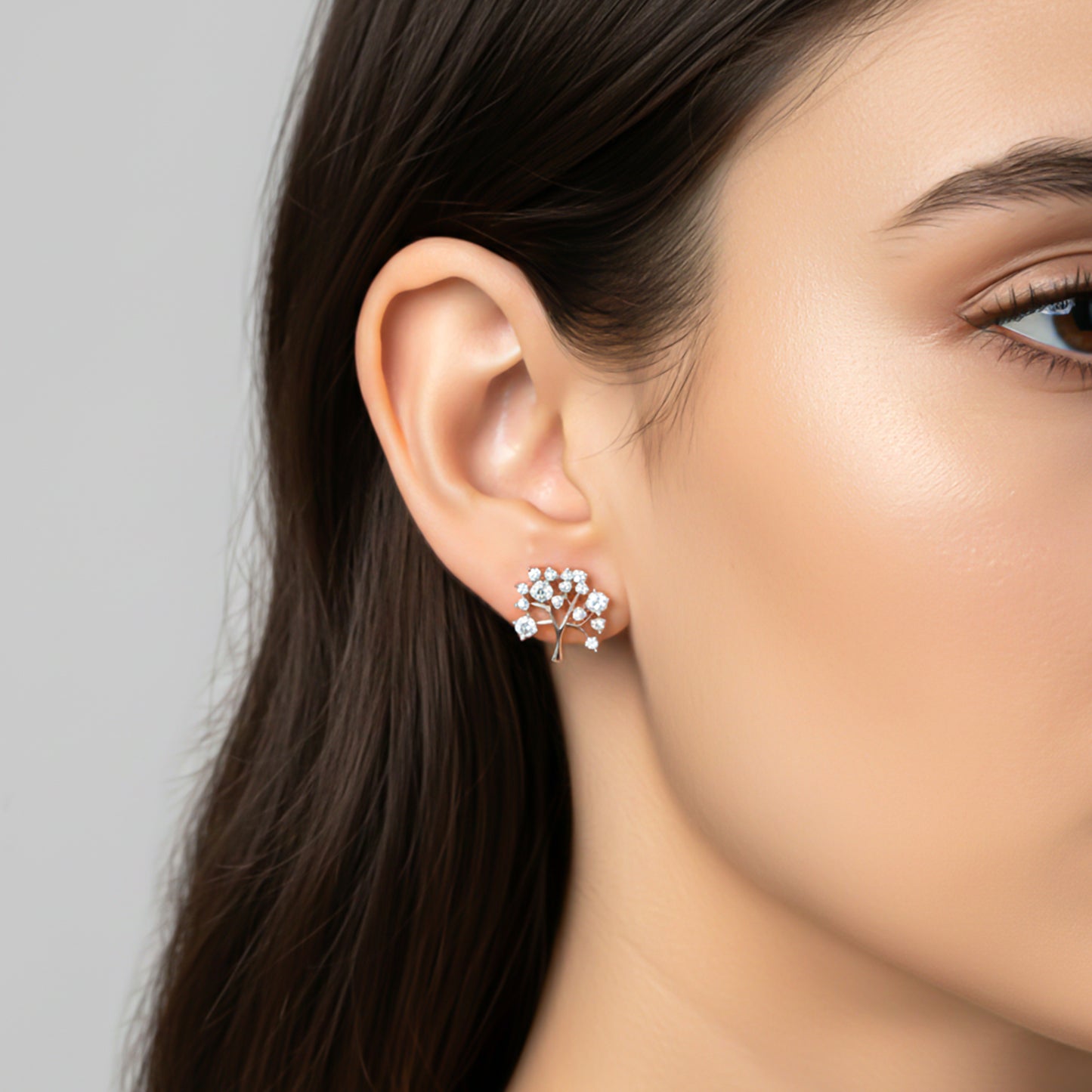 925 Sterling Silver With 14K Gold Plated Dainty Tree Stud Earrings