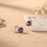 925 Sterling Silver Purple Triangle Stud Earrings Gold Vermeil (2.5 Micron)