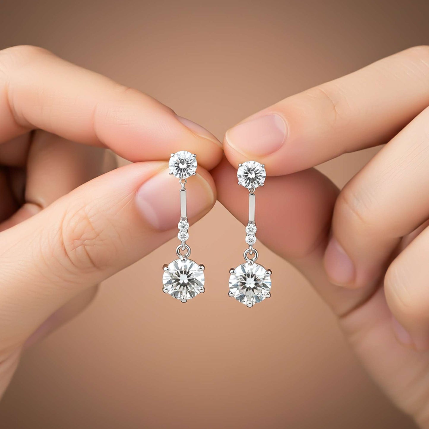 925 Sterling Silver Zirconium Round Drop Earrings Gold Vermeil (2.5 Micron)