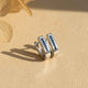 925 Sterling Silver Royal Blue Bar Hoop Gold Vermeil (2.5 Micron)