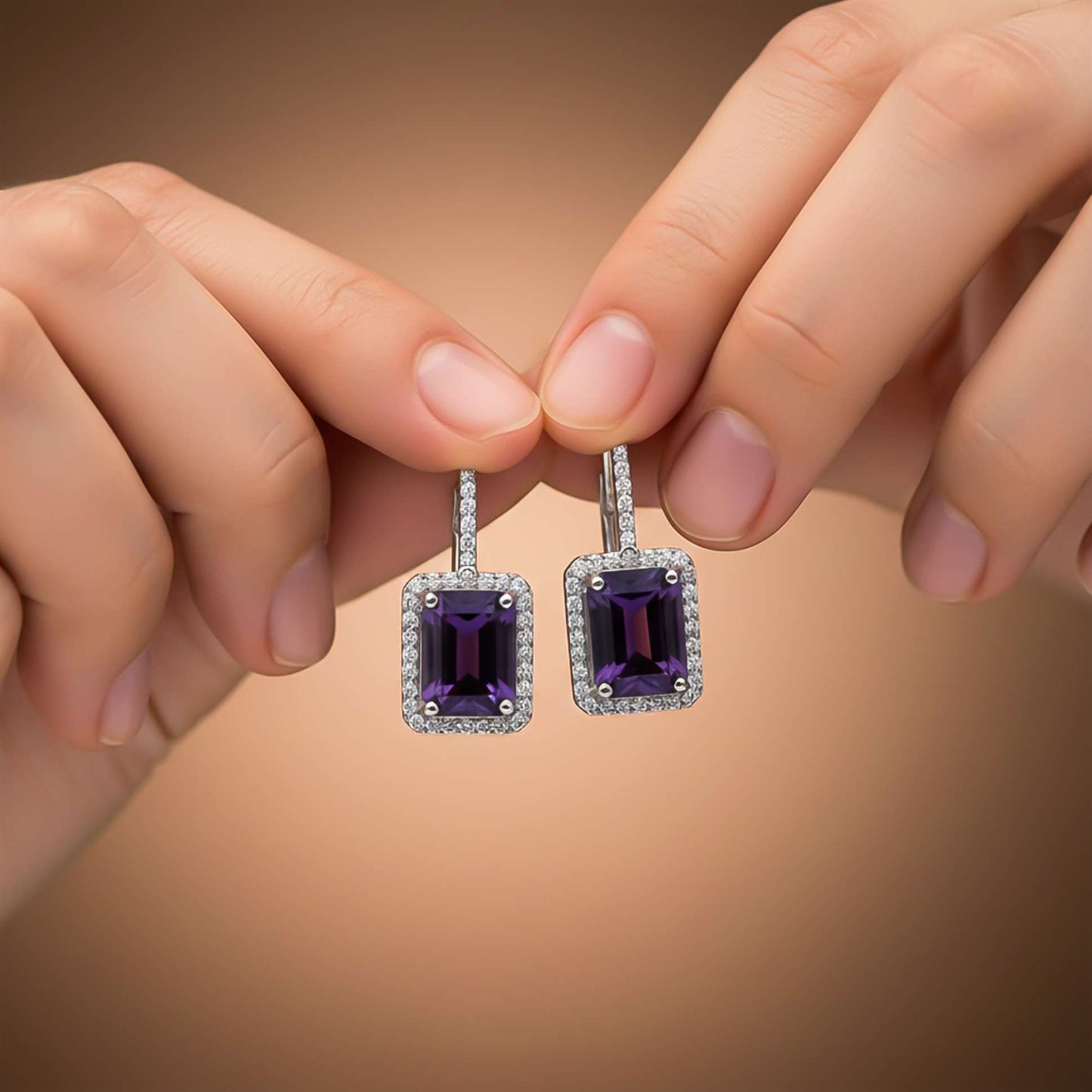 925 Sterling Silver Dreamy Purple Drop Earrings