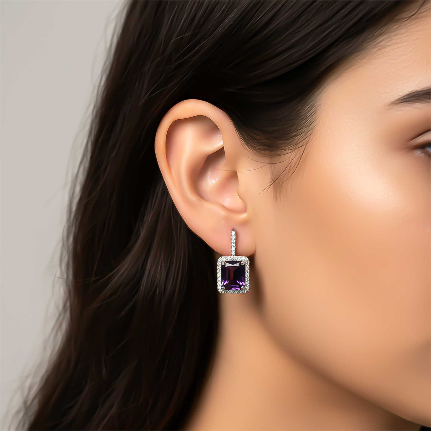 925 Sterling Silver Dreamy Purple Drop Earrings