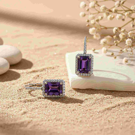 925 Sterling Silver Dreamy Purple Drop Earrings