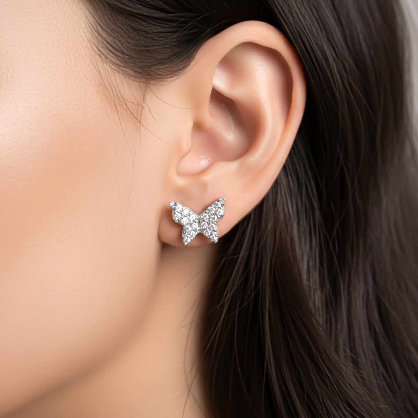 925 Sterling Silver Zircon Butterfly Studs
