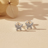 925 Sterling Silver Zircon Butterfly Studs Gold Vermeil (2.5 Micron)
