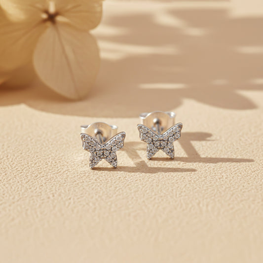 925 Sterling Silver Zircon Butterfly Studs