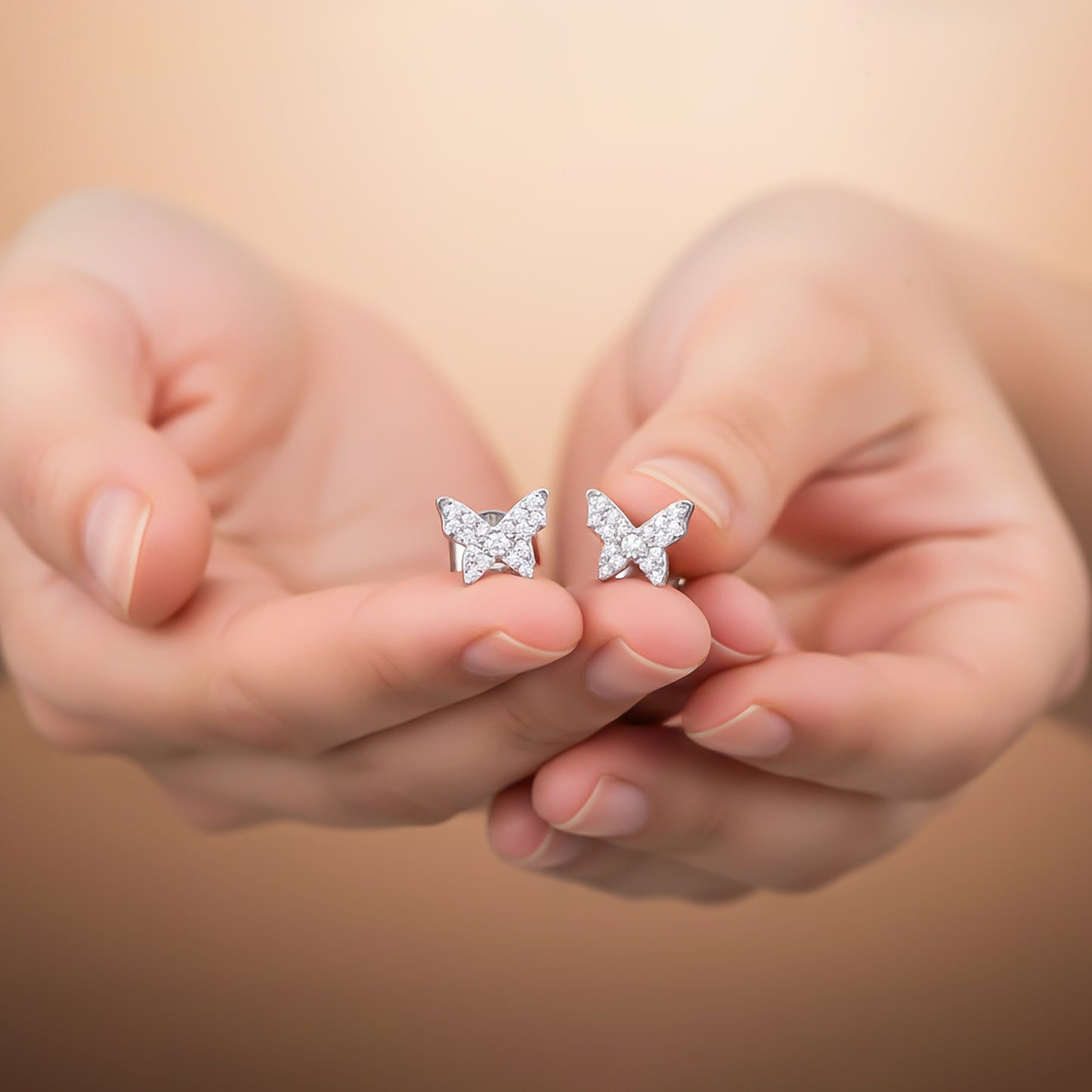 925 Sterling Silver Zircon Butterfly Studs