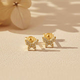 925 Sterling Silver With Gold Vermeil Butterfly Cubic Zirconia Stud Earrings Gold Vermeil (2.5 Micron)