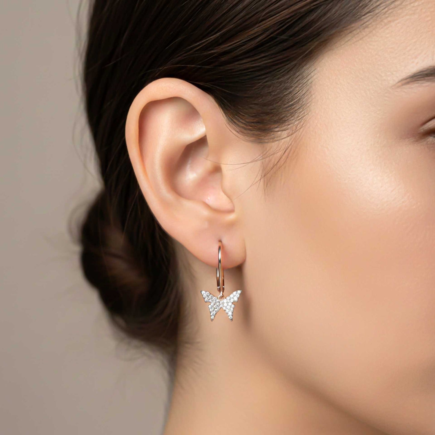 925 Sterling Silver With 14K Gold Plated Charming Butterfly Earrings