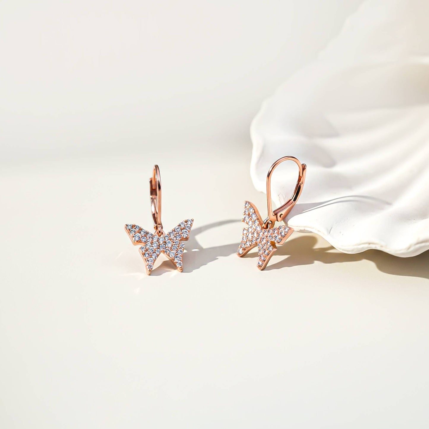 925 Sterling Silver With 14K Gold Plated Charming Butterfly Earrings