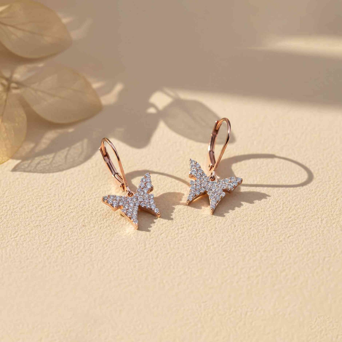 925 Sterling Silver With 14K Gold Plated Charming Butterfly Earrings
