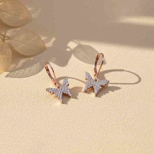 925 Sterling Silver With 14K Gold Plated Charming Butterfly Earrings