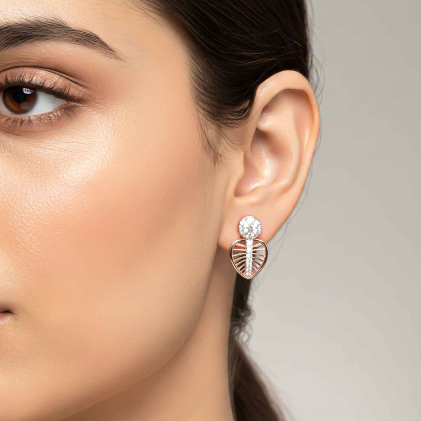 925 Sterling Silver With 14K Gold Plated Heart Calista Earrings