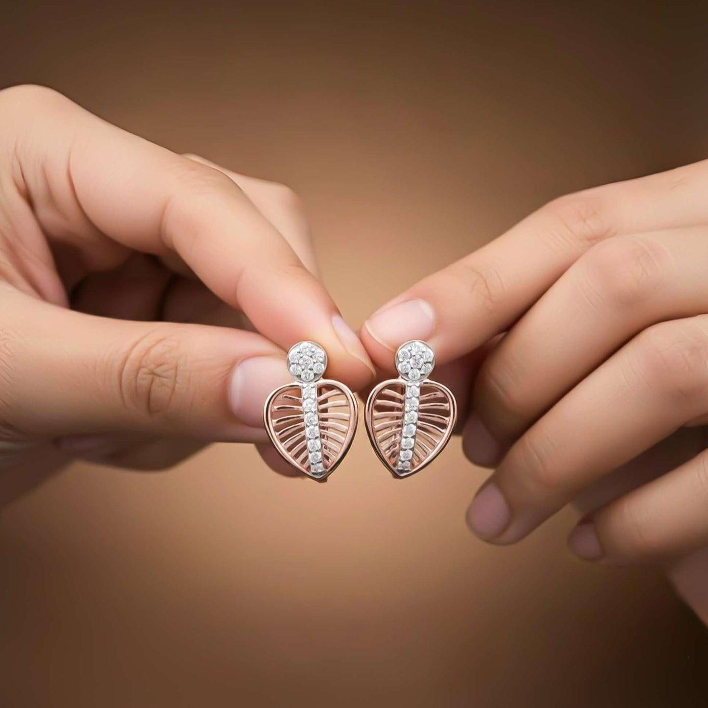 925 Sterling Silver With 14K Gold Plated Heart Calista Earrings