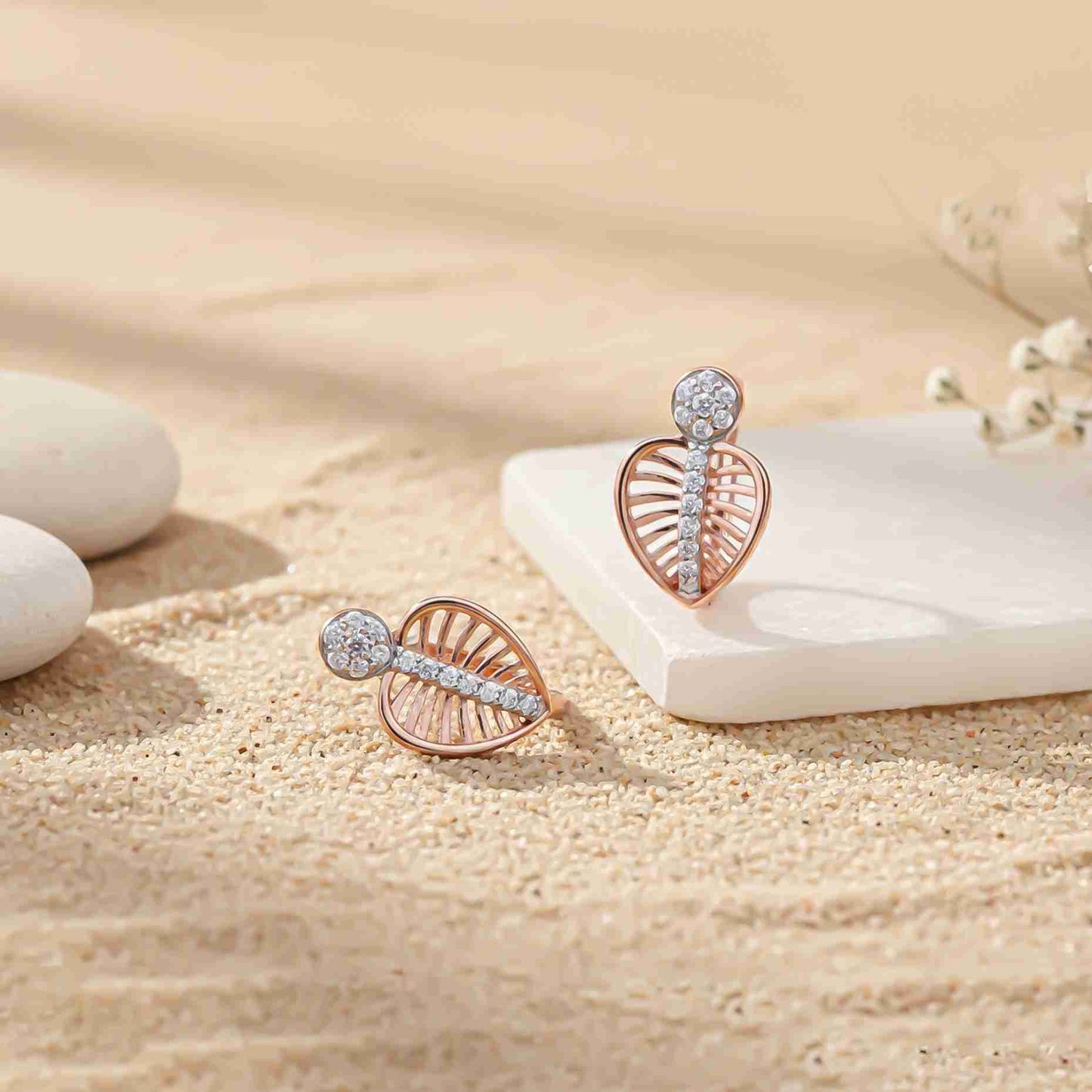 925 Sterling Silver With 14K Gold Plated Heart Calista Earrings
