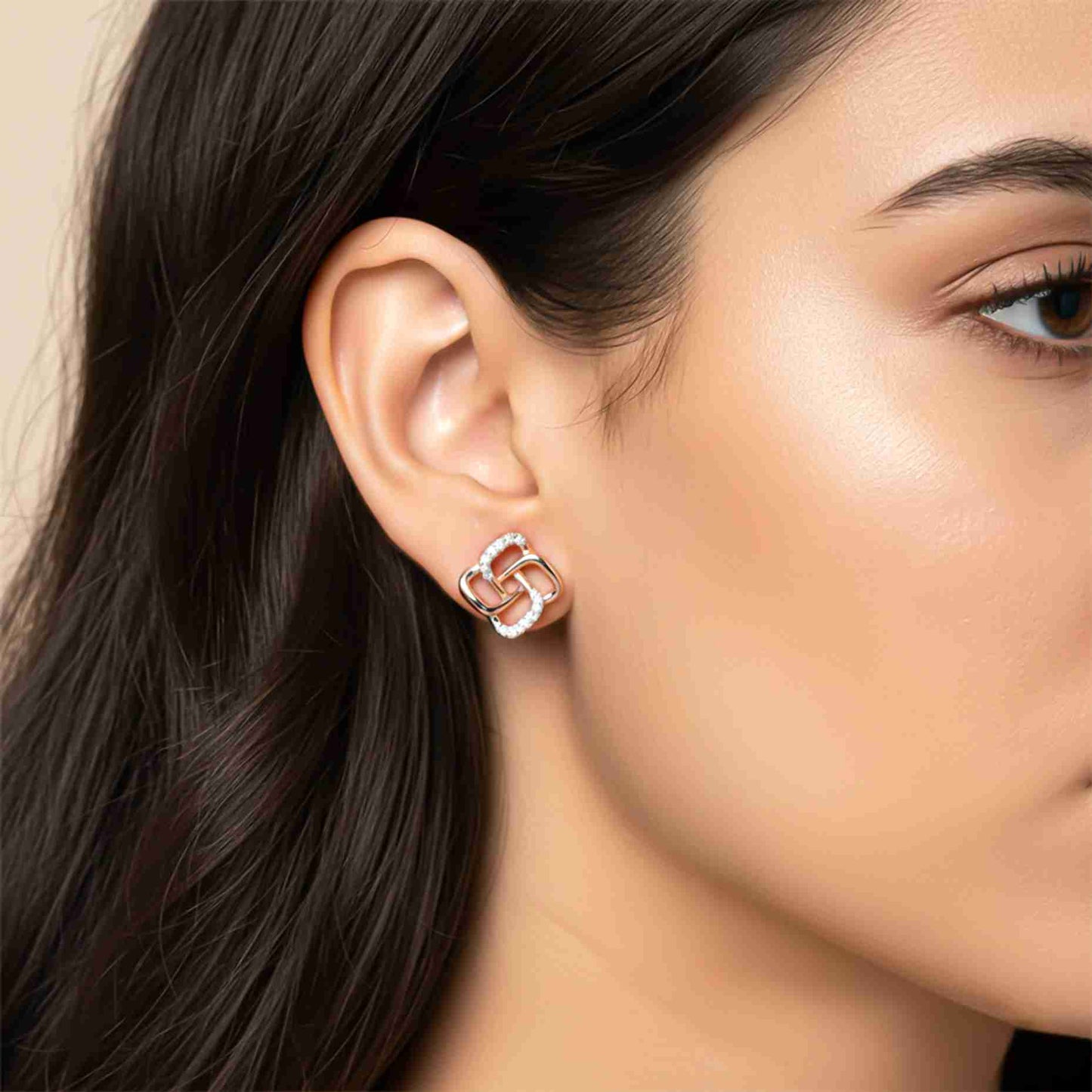 925 Sterling Silver With 14K Gold Plated Zircon Studded Cadmus Earring