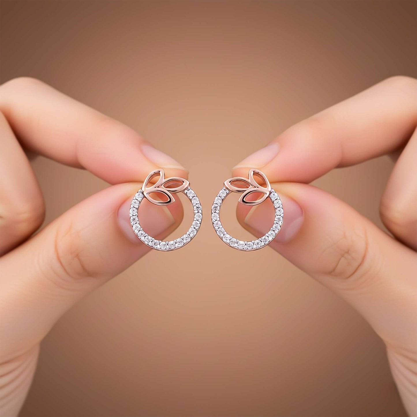 925 Sterling Silver With 14K Gold Plated Elior Petal Stud Earrings