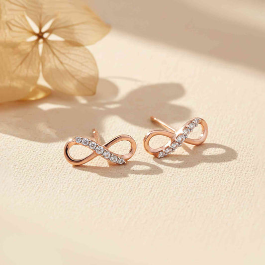 925 Sterling Silver With 14K Gold Plated Infinity Stud Earrings