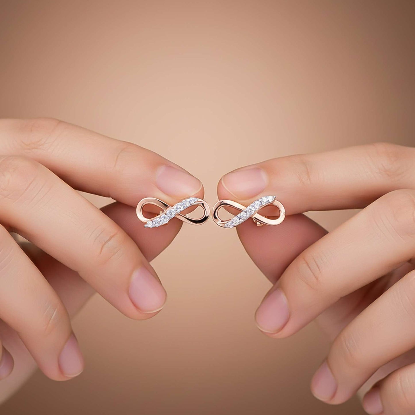925 Sterling Silver With 14K Gold Plated Infinity Stud Earrings