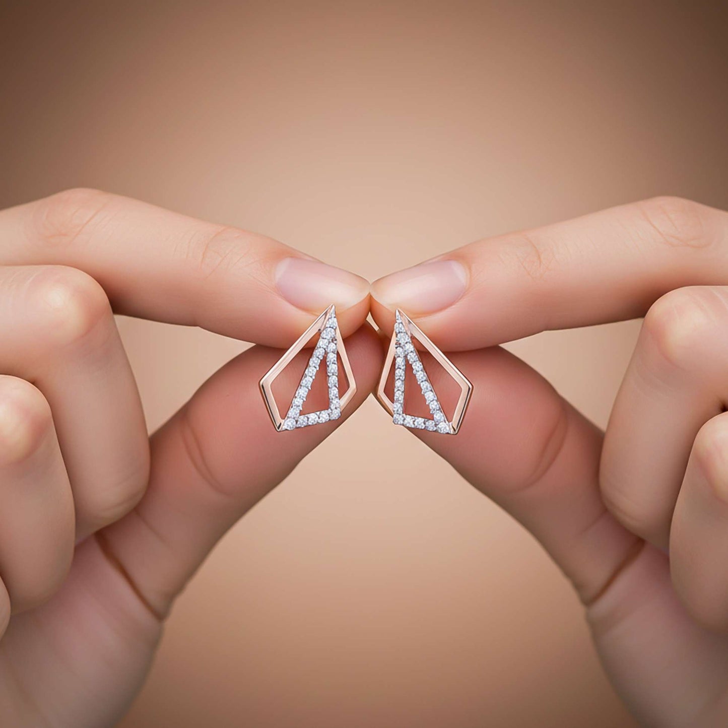925 Sterling Silver With 14K Gold Plated Triangular Earrings