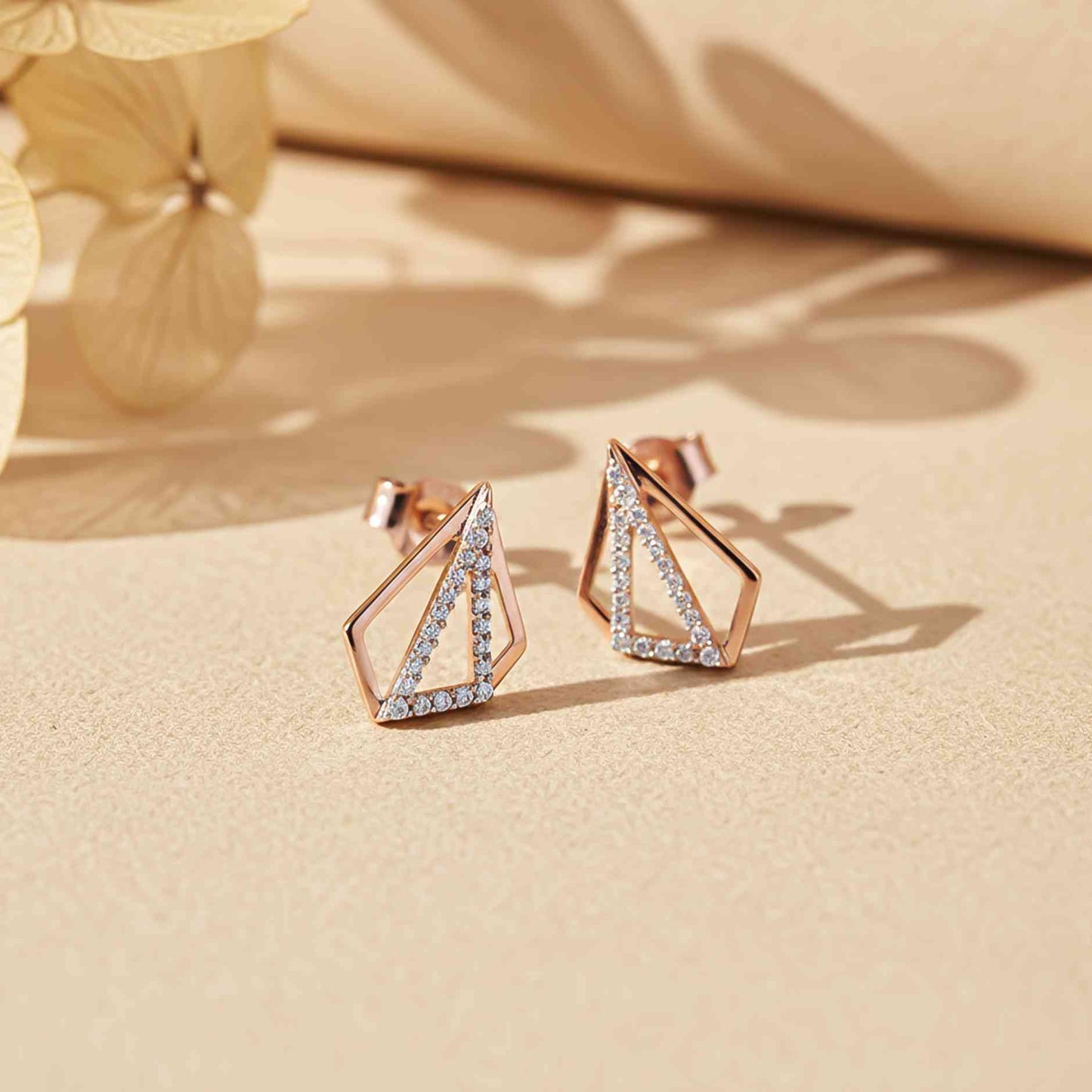 925 Sterling Silver With 14K Gold Plated Triangular Earrings