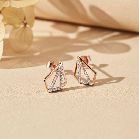 925 Sterling Silver With 14K Gold Plated Triangular Earrings