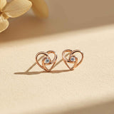 925 Sterling Silver With Gold Vermeil Zircon Studded Heart Earrings Gold Vermeil (2.5 Micron)
