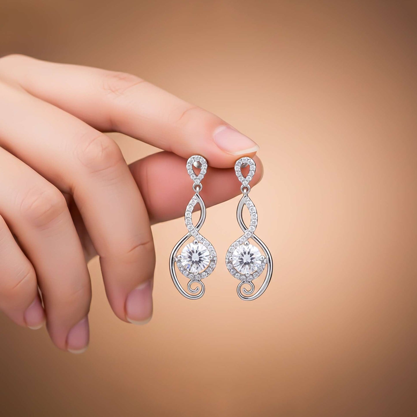 925 Sterling Silver Round Infinity Bold Drop Earrings Gold Vermeil (2.5 Micron)