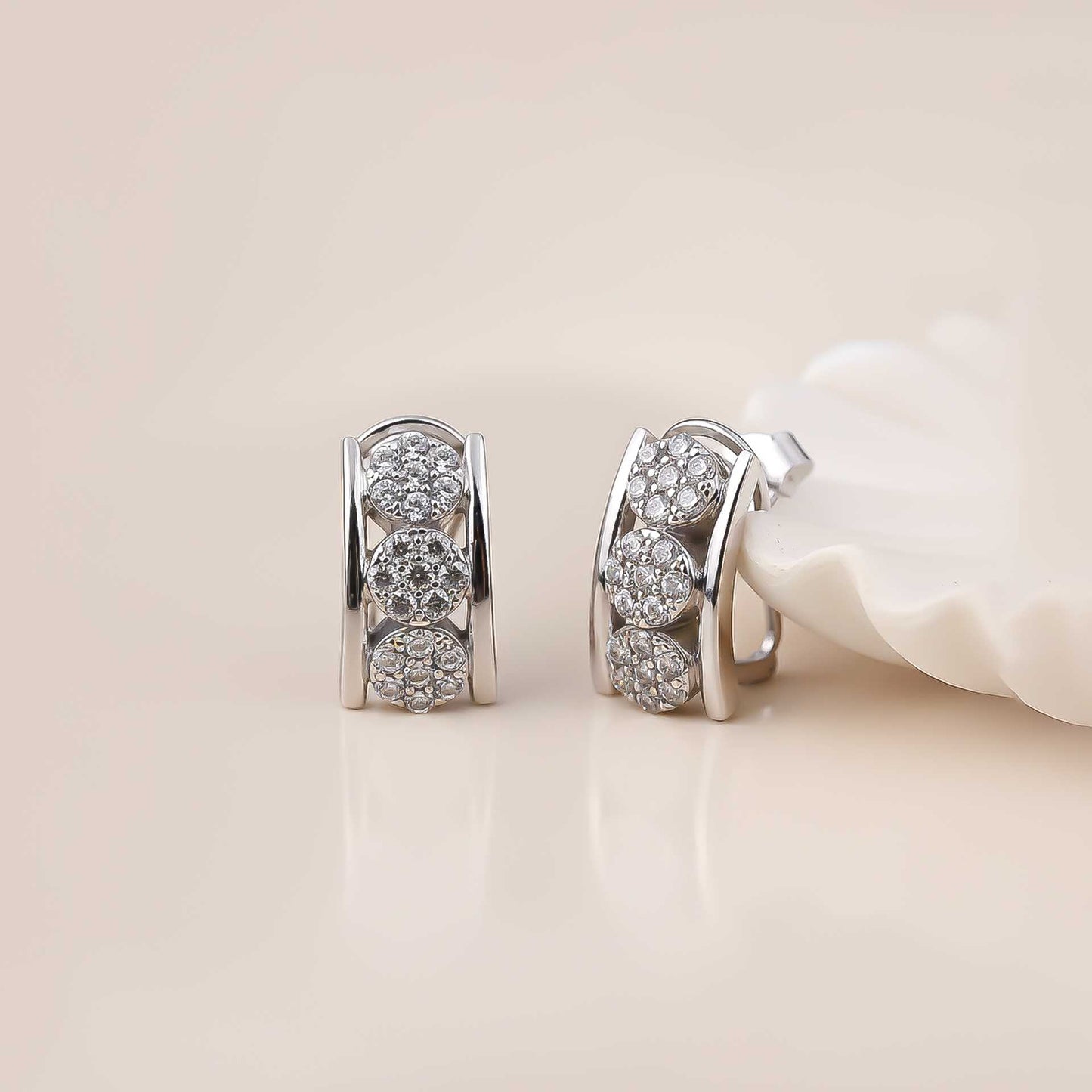 925 Sterling Silver Sparkling Shine Hoop Earrings