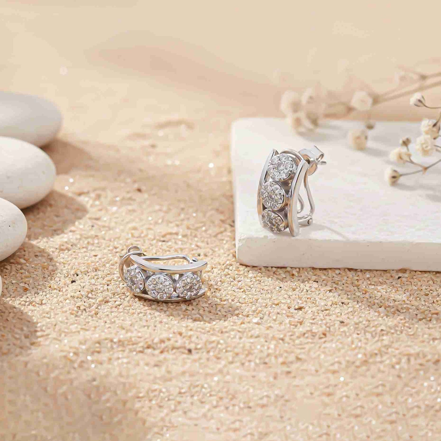 925 Sterling Silver Sparkling Shine Hoop Earrings