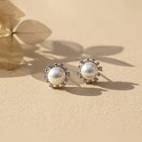 925 Sterling Silver Pearl Petal Earrings Gold Vermeil (2.5 Micron)