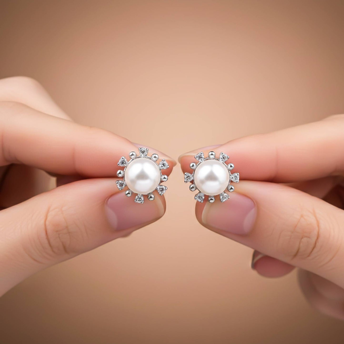 925 Sterling Silver Pearl Petal Earrings