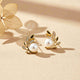 925 Sterling Silver With Gold Vermeil Pearl Leaf Stud Earrings Gold Vermeil (2.5 Micron)