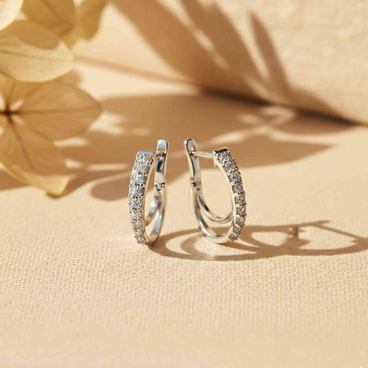 925 Sterling Silver Shining Semi-Hoop Earrings