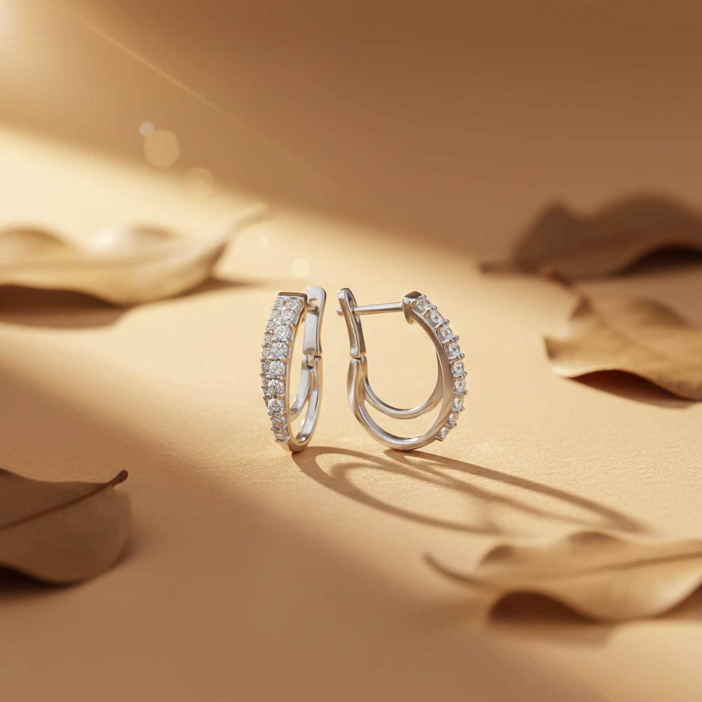 925 Sterling Silver Shining Semi-Hoop Earrings